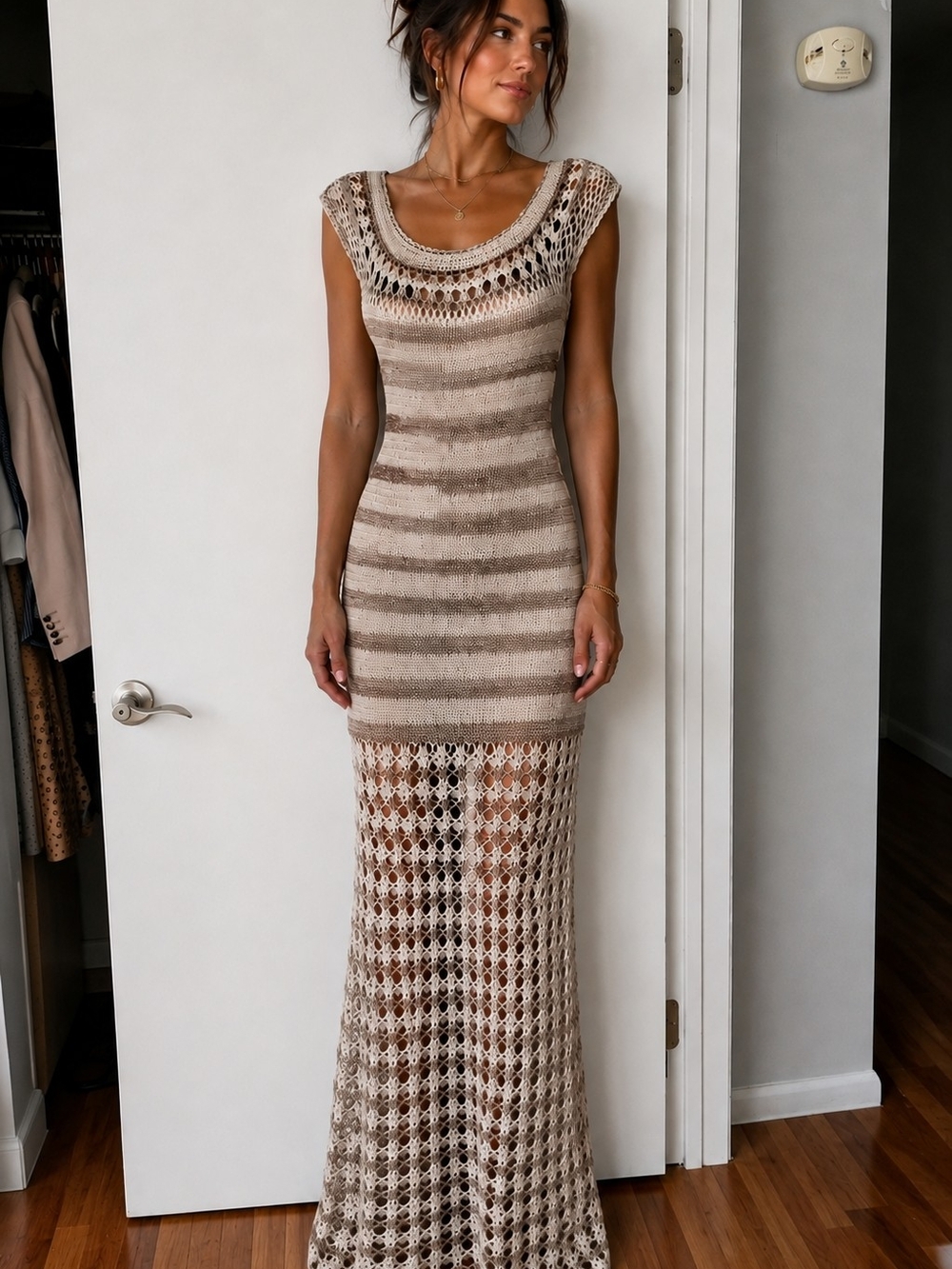 Boston Proper Beige Crochet Maxi Dress - Women